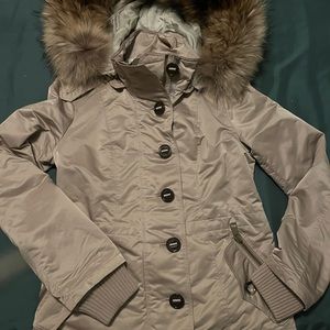 Burberry Brit Size 6 women’s winter coat with detachable fur hood